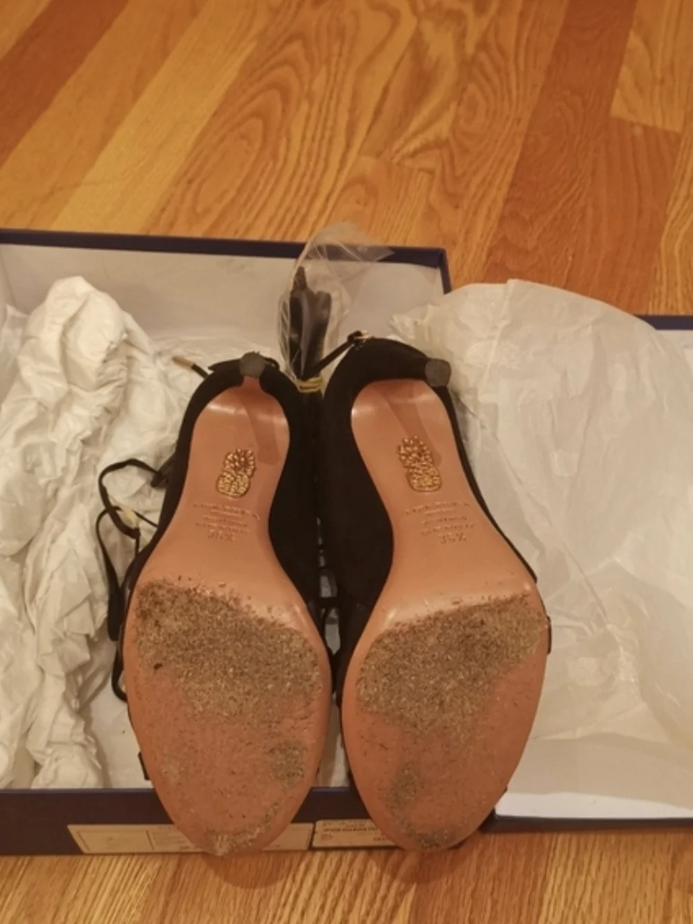 Aquazzura Black Lace-Up Caged Stiletto Sandal - Picture 10 of 11
